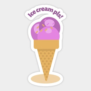 ice cream please purple scoop in cone Sticker